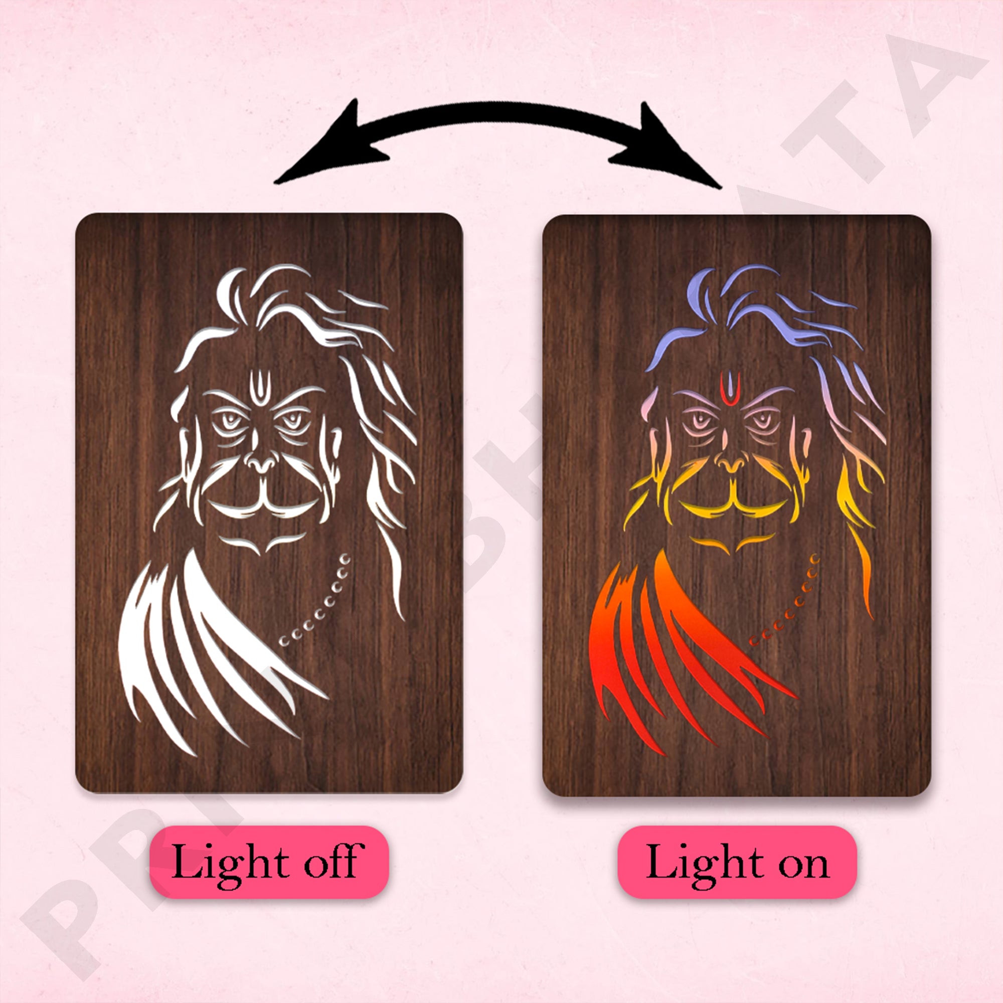 MDf Neon Hanuman Ji Frame