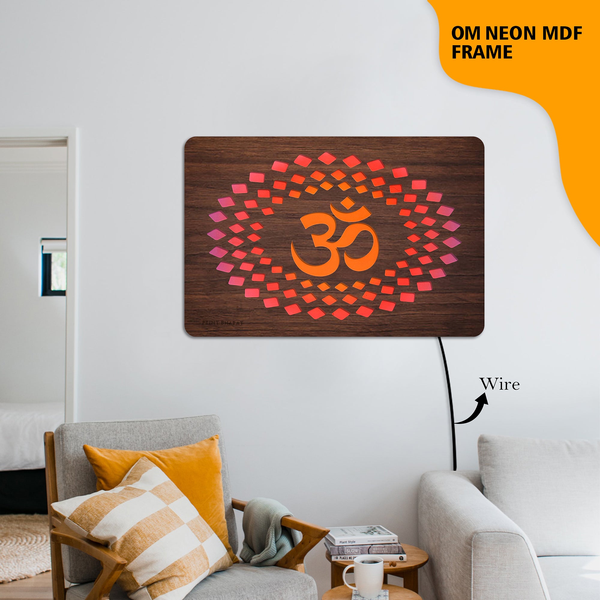 Neon MDF Om Frame