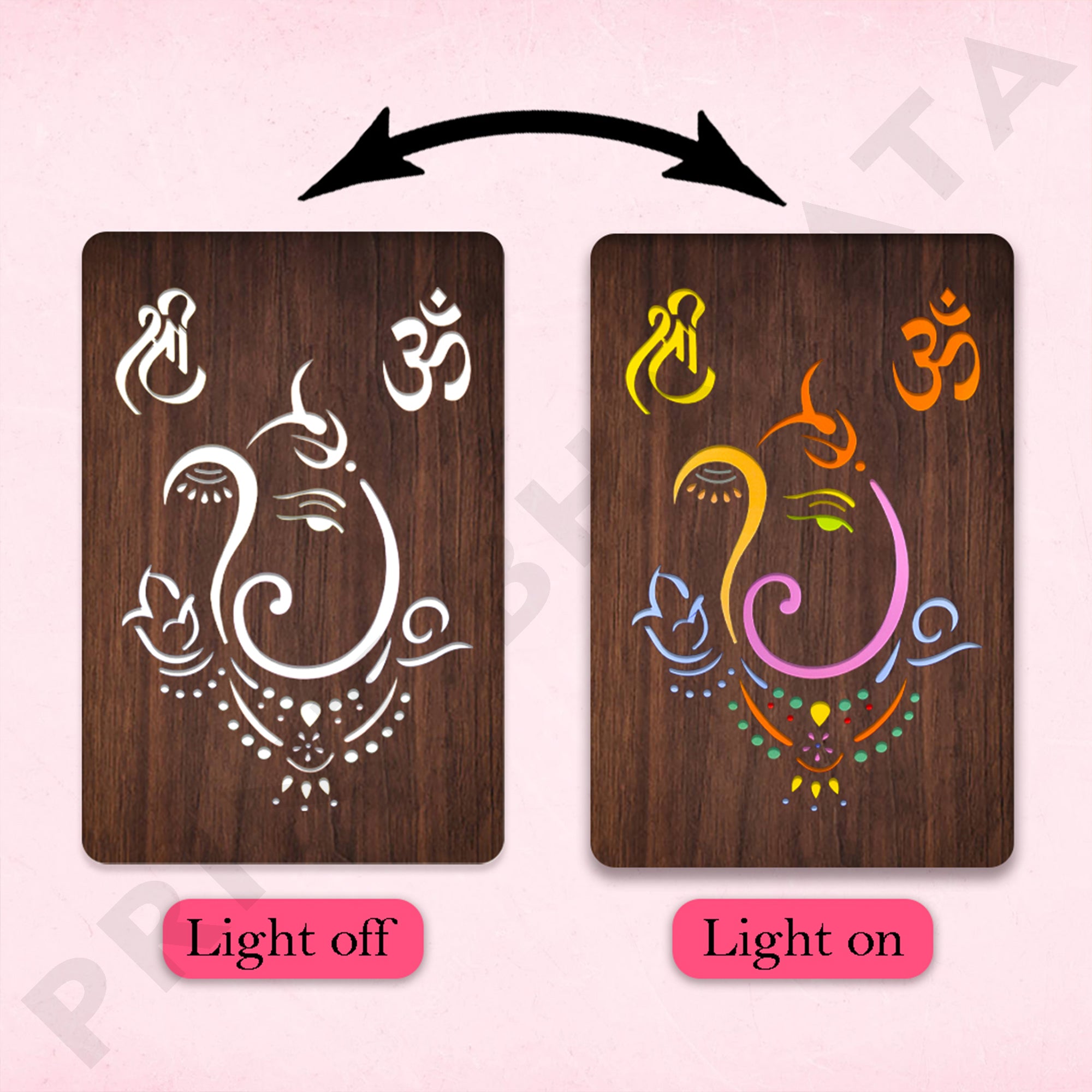Neon MDF Shri Om Ganesh ji Frame