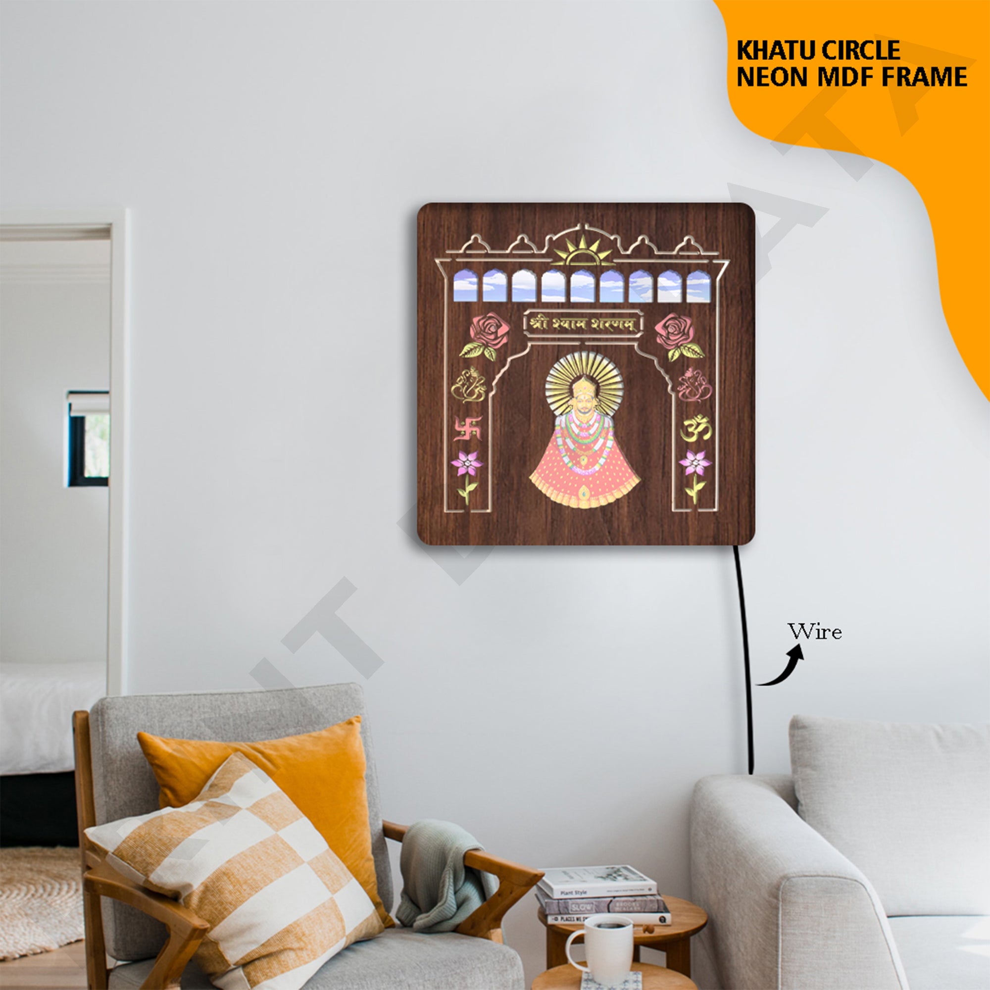 Neon MDF Shri Shyam Frame