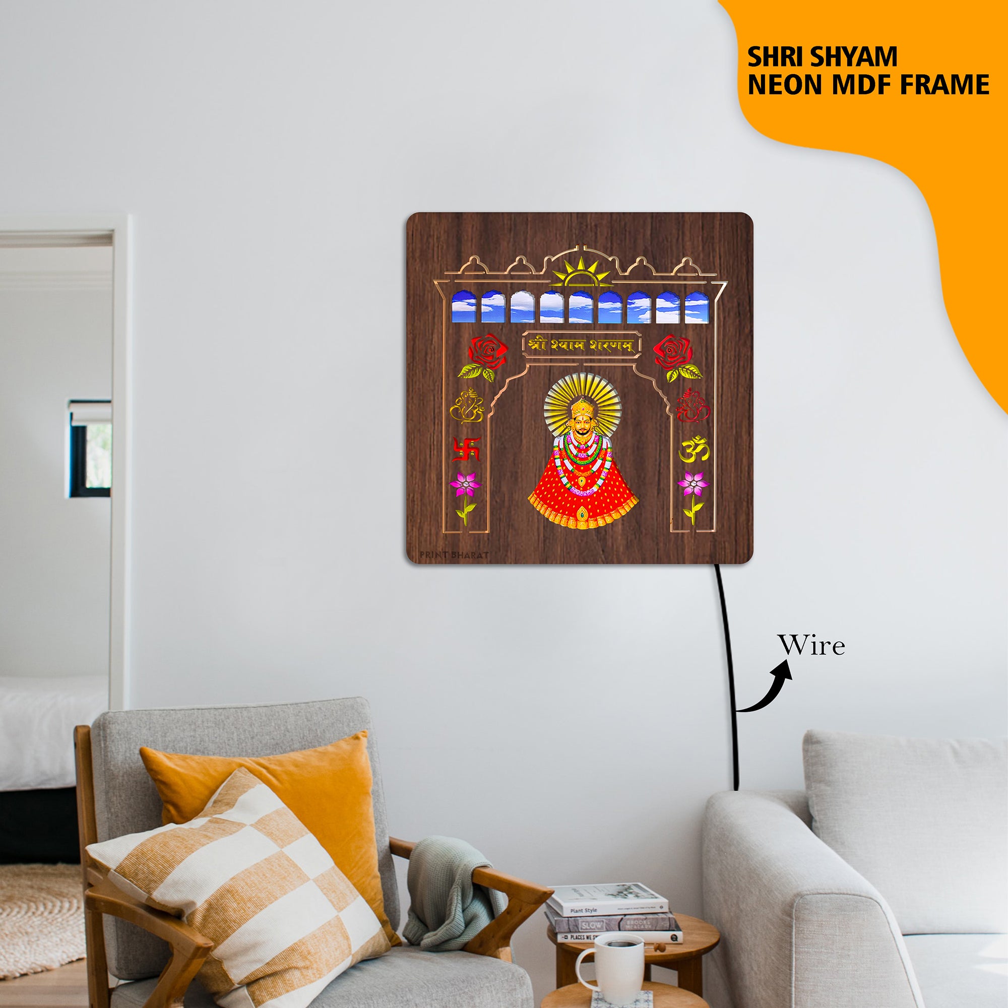 Neon MDF Shri Shyam Frame