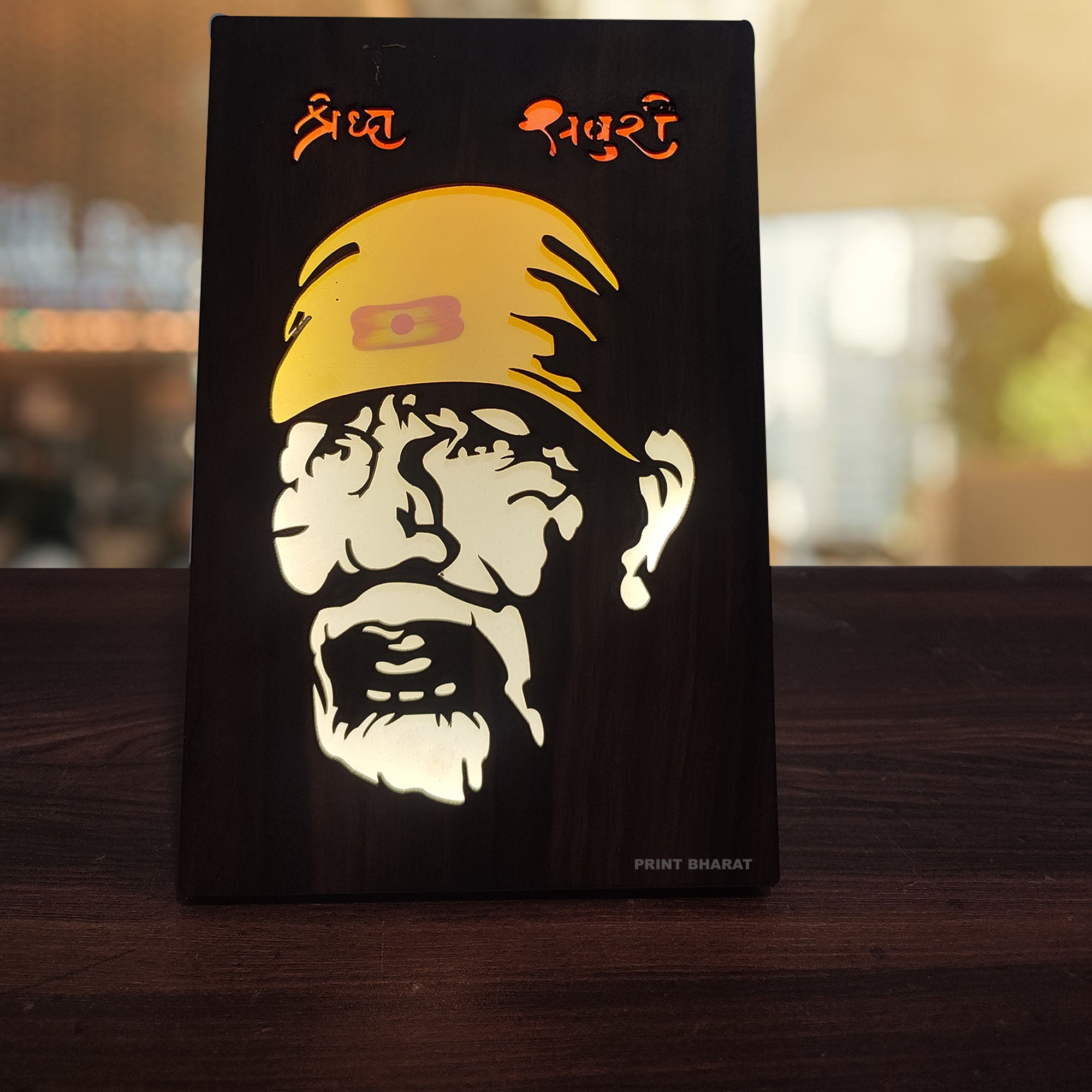 MDF Wood Art Work Led Frame Wooden Color with Laser Cut Finish