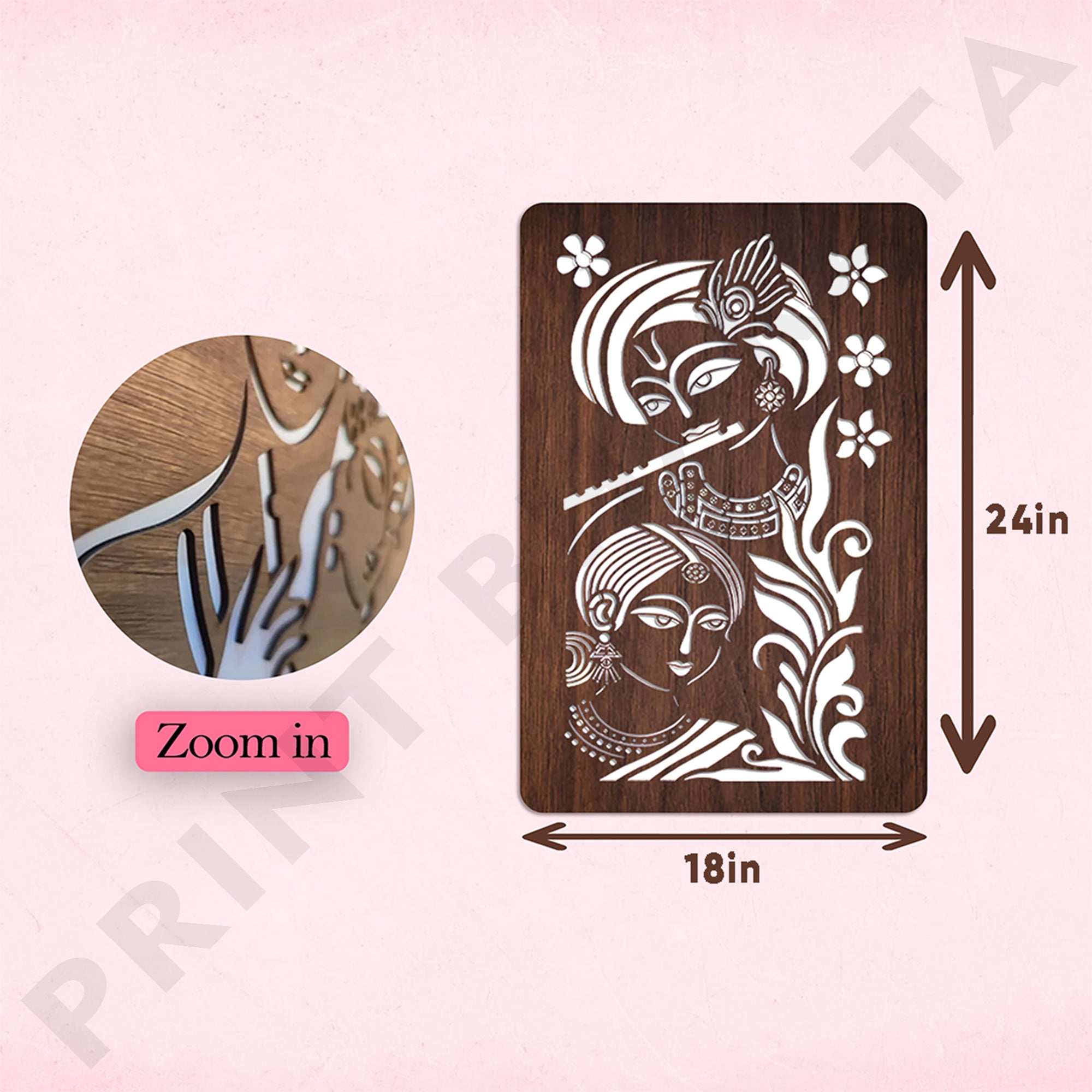 Neon MDF Radhe Krishna Frame