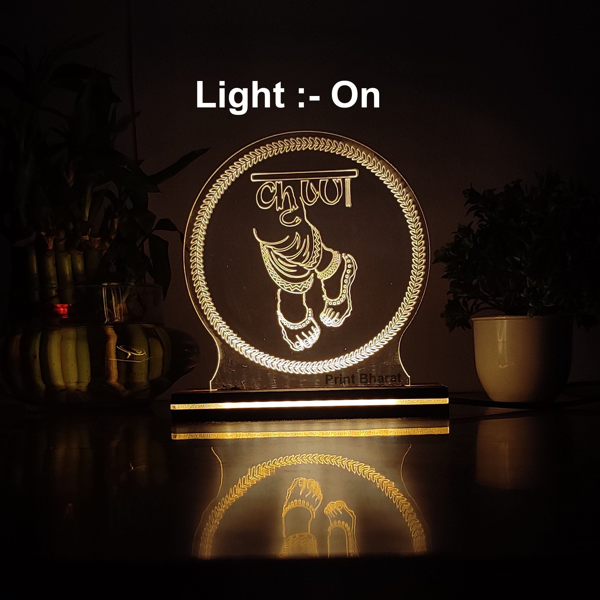 Acrylic Krishna (foot) Led frame size ( 16 cm* 12 Cm )