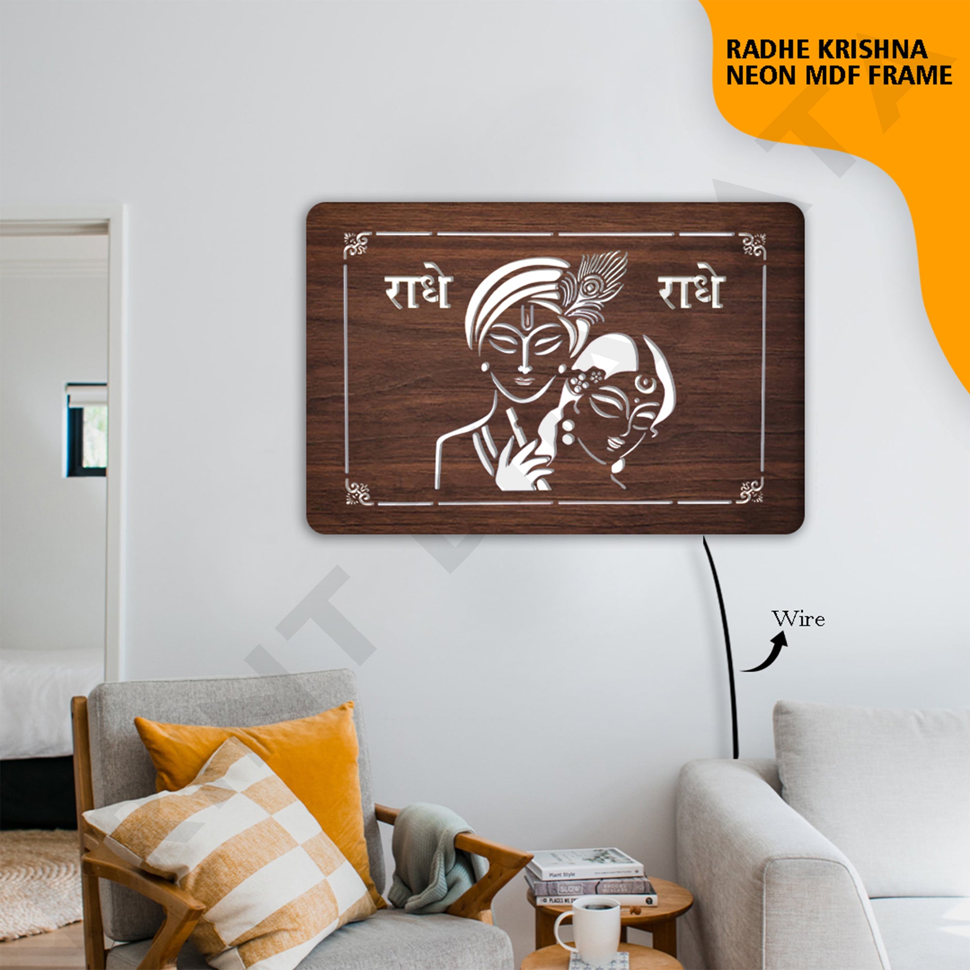 Neon MDf Radhe Krishna Frame