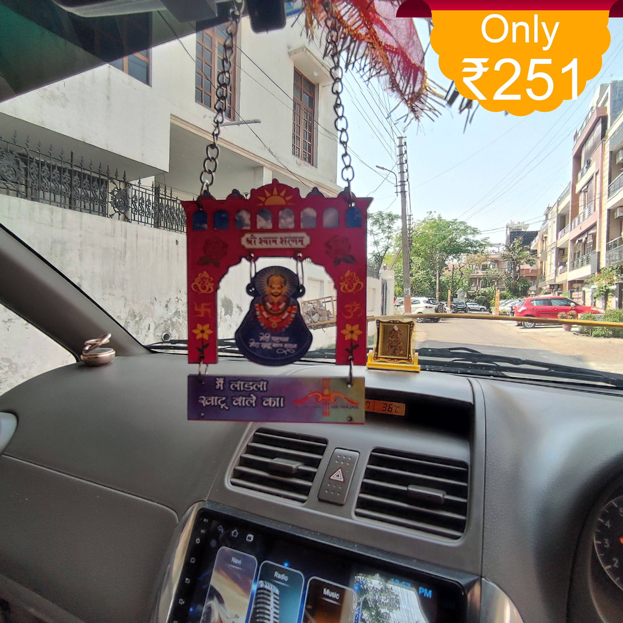 Car Hanging Khatu Shayam Ji Size 4*4.5 inch