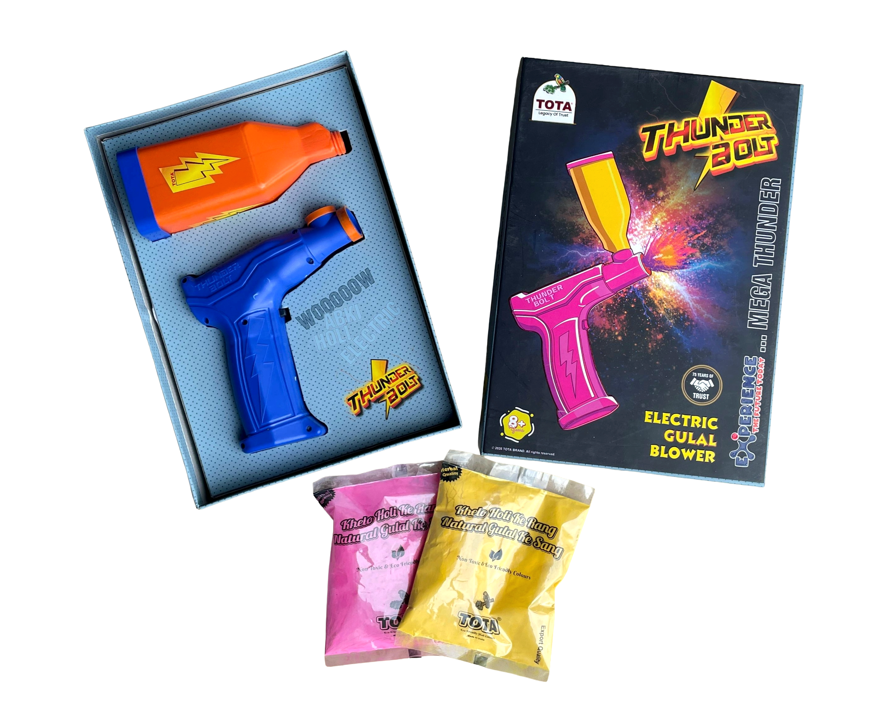 Holi Color Blaster Gun with Powder Tank – Manual Gulal Shooter for Festival Fun
