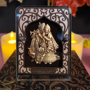 Shri Radhe Krishna Leaf 24KT Gold Coated Table Top
