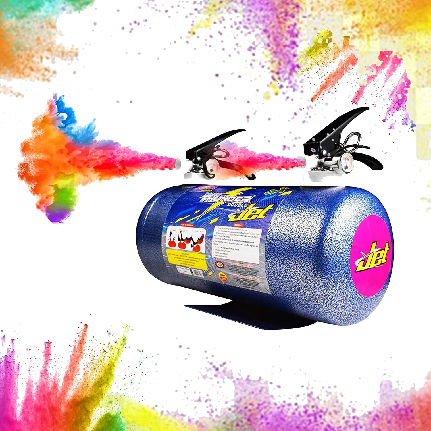 Tota Thunder Double Jet Holi Colour Cloud Gadget-Two Colors One Time Use Holi Cylinder - 5 Kg Natural and Herbal Gulal for Holi and Photoshoots