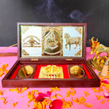 Khatu Shyam Charan MDF Pocket Temple (24 Karat Gold Coated)