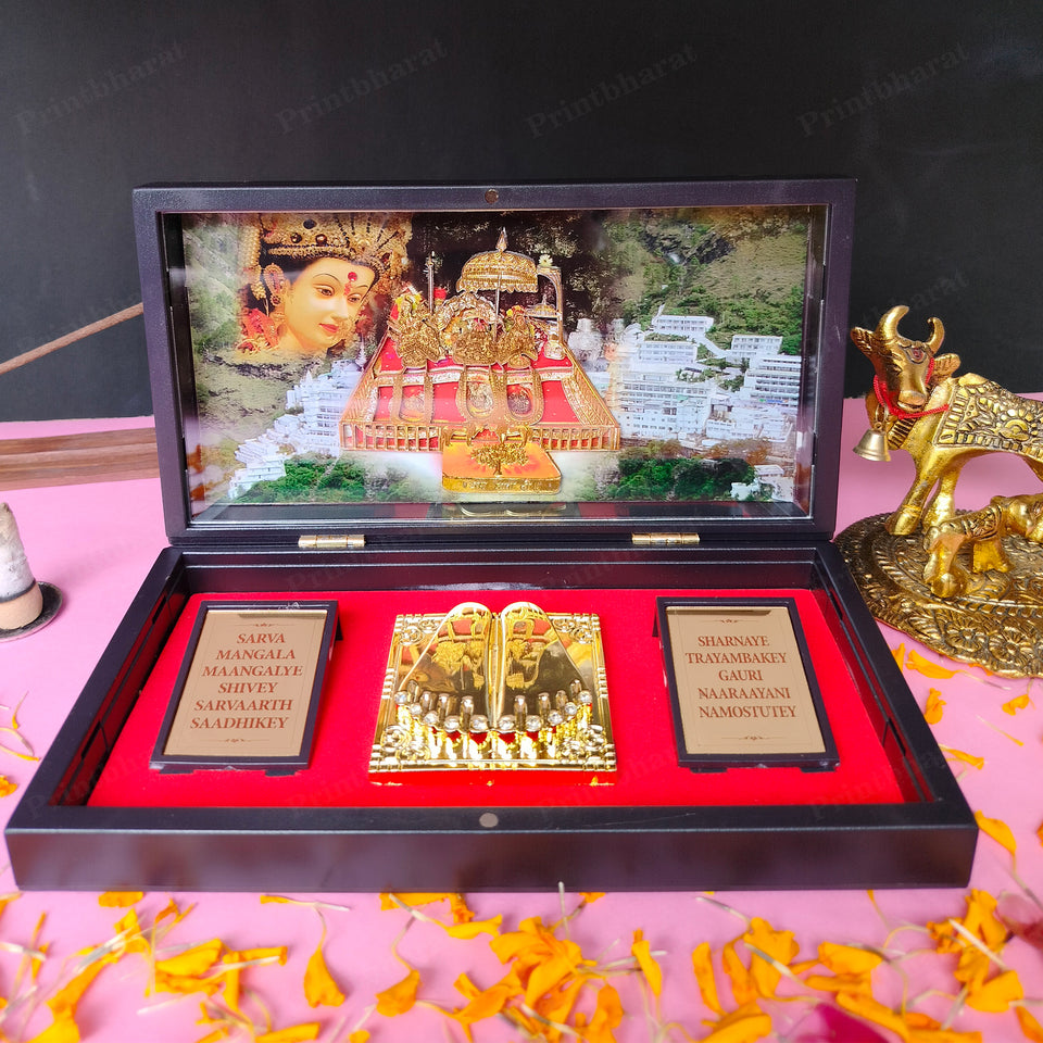 Vaishno Devi MDF Pocket Temple (24 Karat Gold Coated)