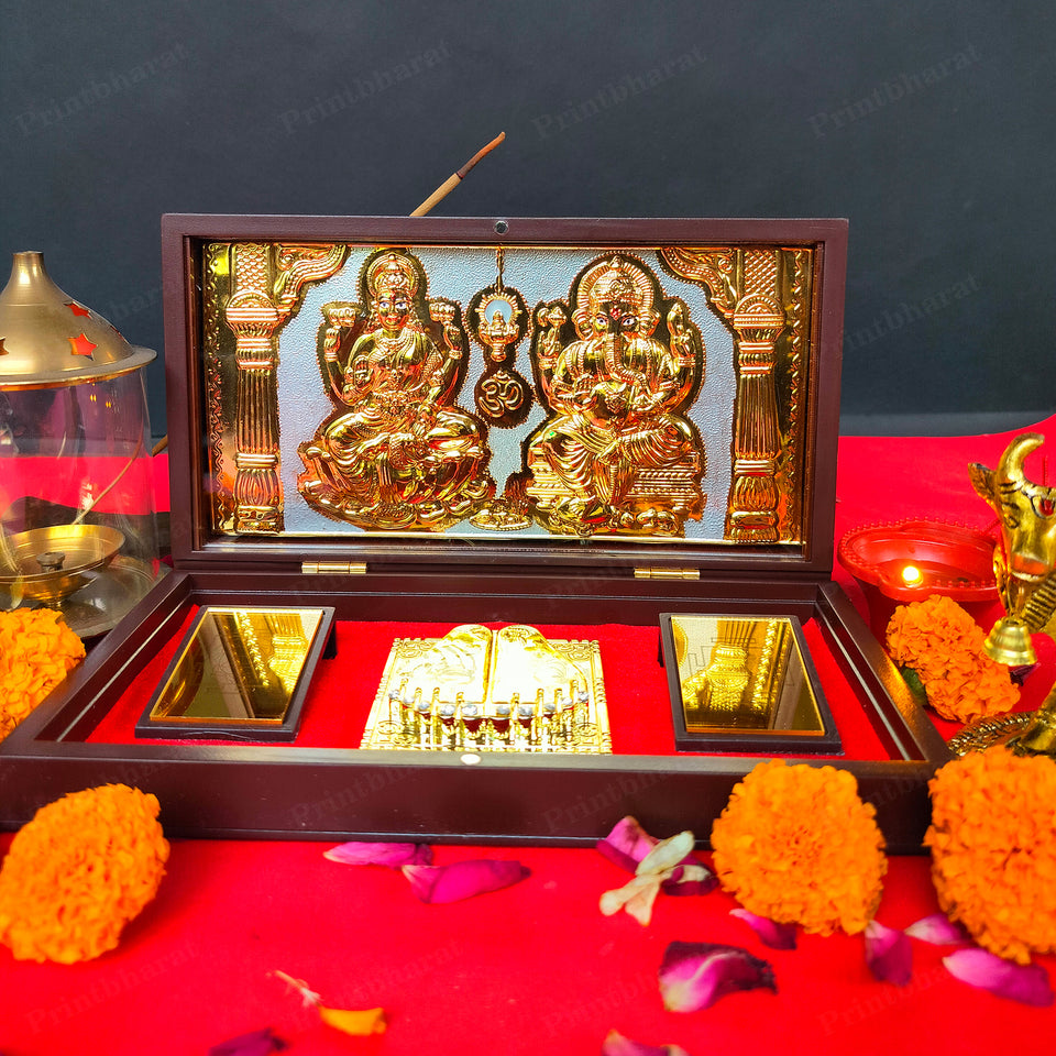 Laxmi Ganesh Pocket Temple (24 Karat Gold Coated)
