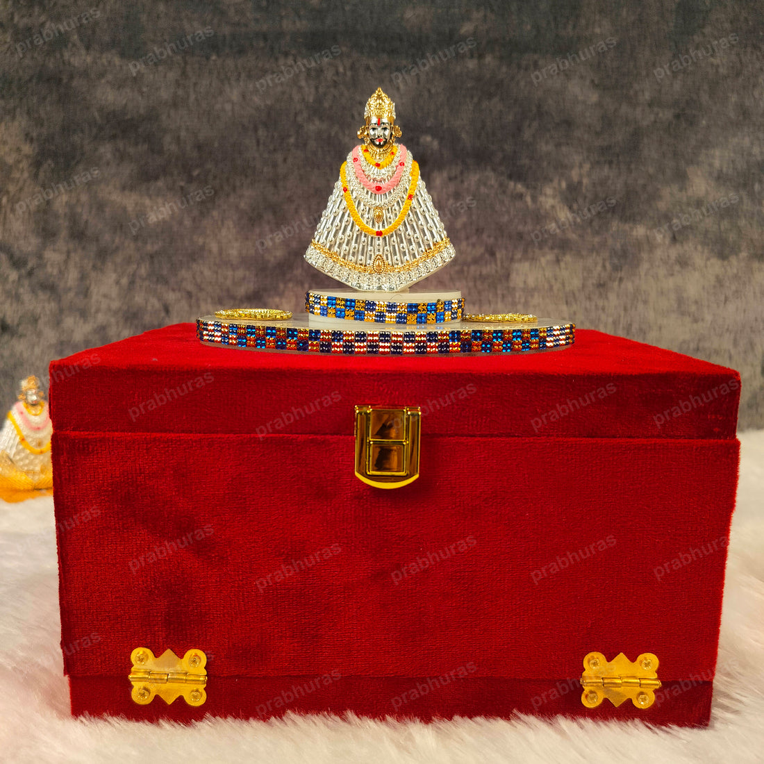 Khatu Shyam Red Box Gold And Silver Coated