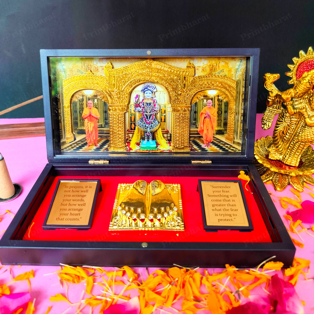 Swami Narayan MDF Pocket Temple (24 Karat Gold Coated)