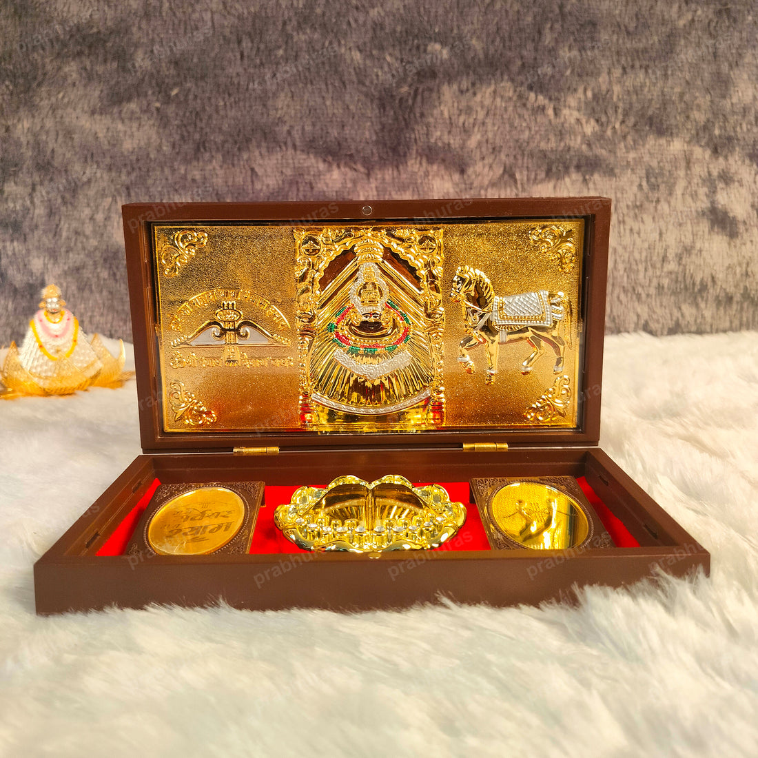 Khatu Shyam Charan MDF Pocket Temple (24 Karat Gold Coated)