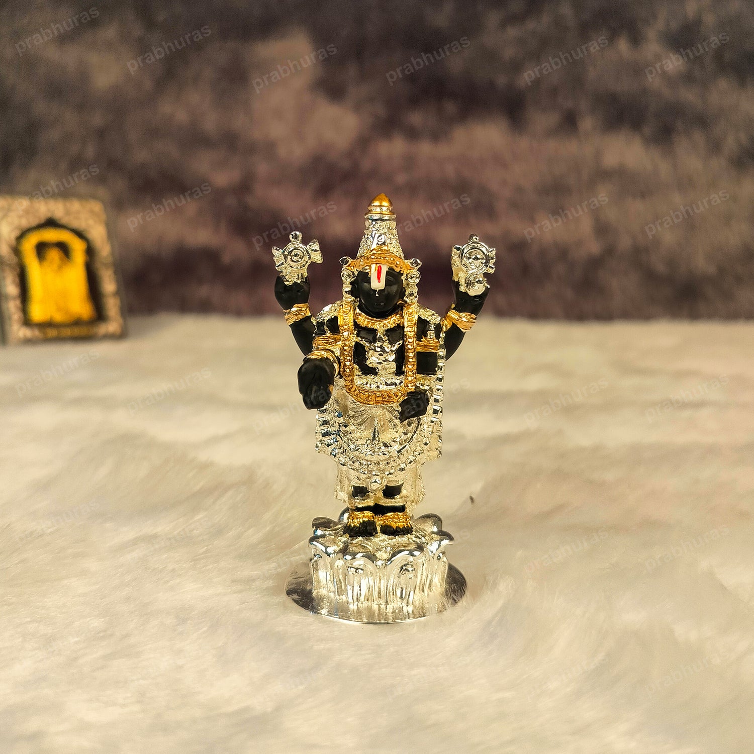 24 Carat Gold and 999 Pure Silver Coated Tirupati Balaji Idol