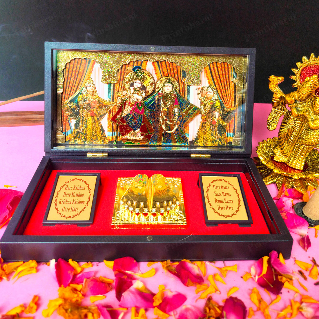 Radhe Shyam MDF Pocket Temple (24 Karat Gold Coated)