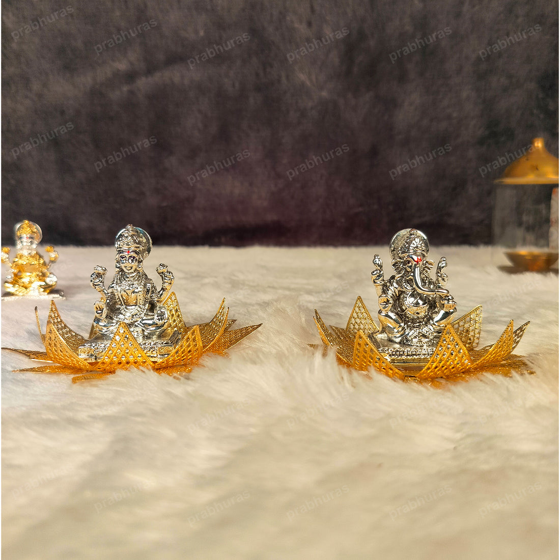 Shree Laxmi Ganesh With Hathi And Silver And Gold  Coated