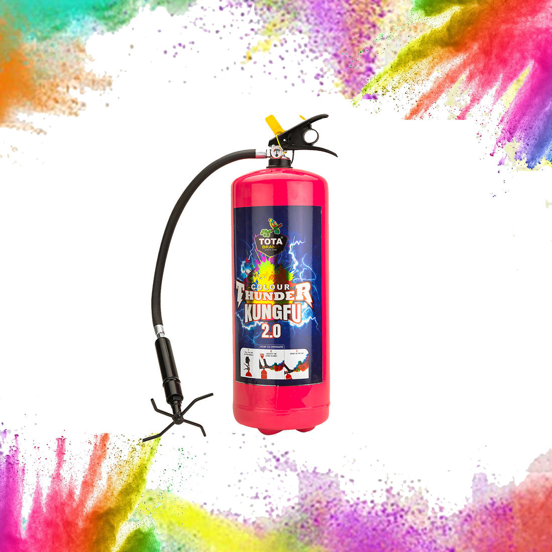 Tota Kungfu Natural and Herbal Thunder Holi Colour Cloud Gadget-Multiple Colors One Time Use Holi Cylinder – 9 Kg Natural and Herbal Gulal for Holi