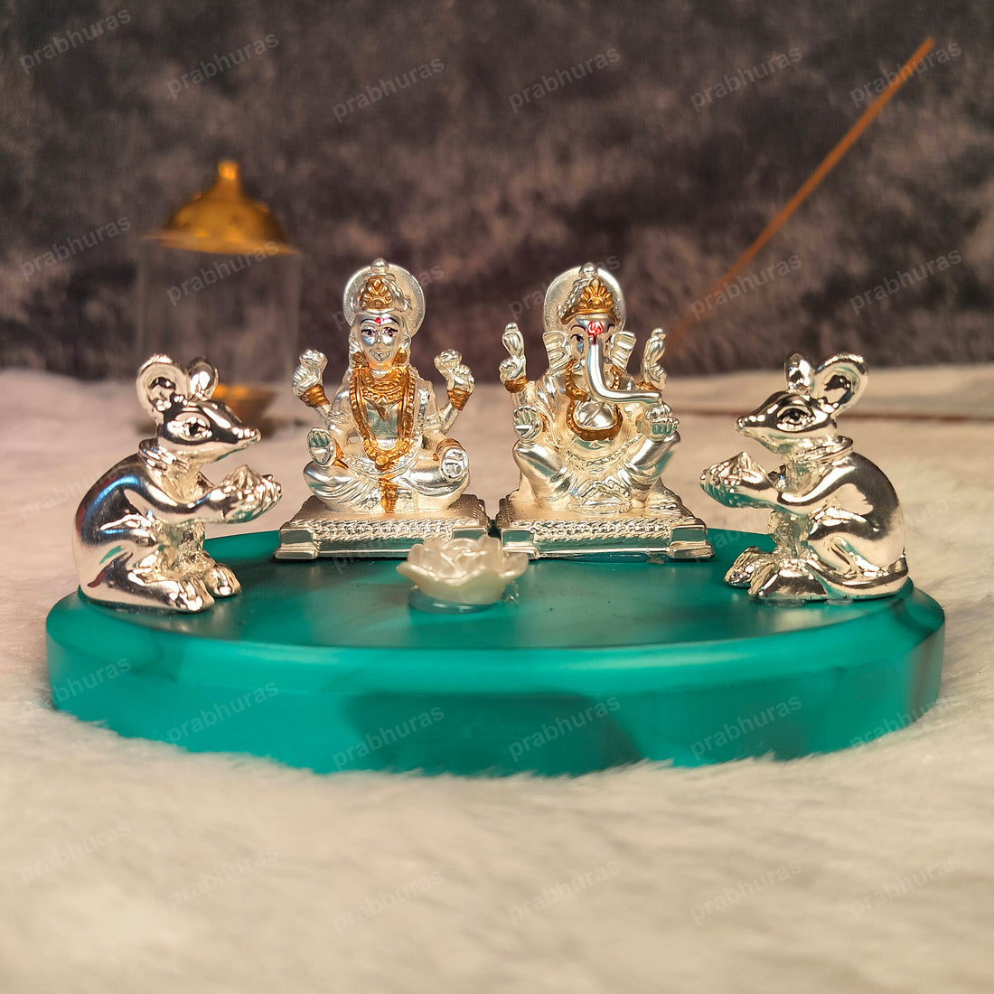 Shree Laxmi Ganesh Murti And Silver Coated