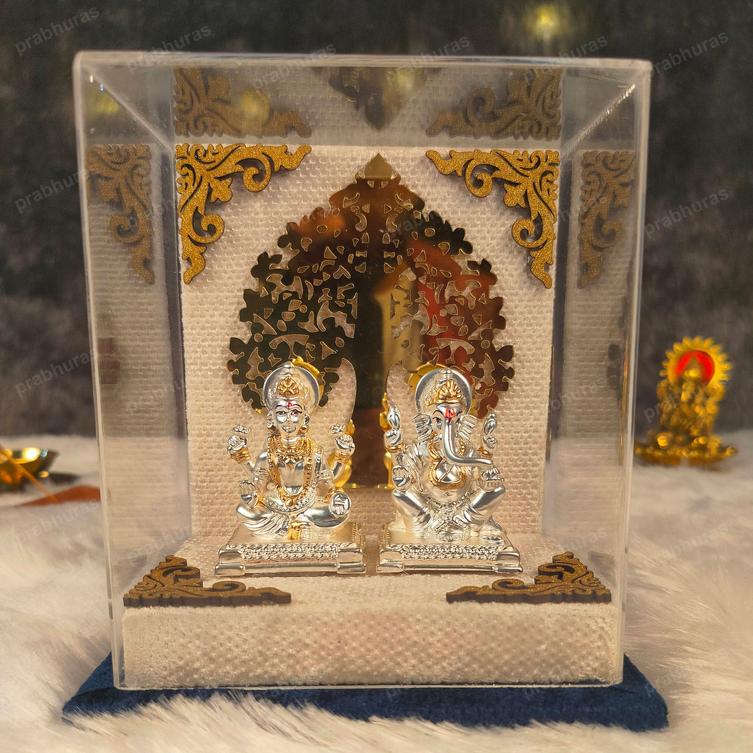 Shree Laxmi Ganesh With Gold And Silver Coated