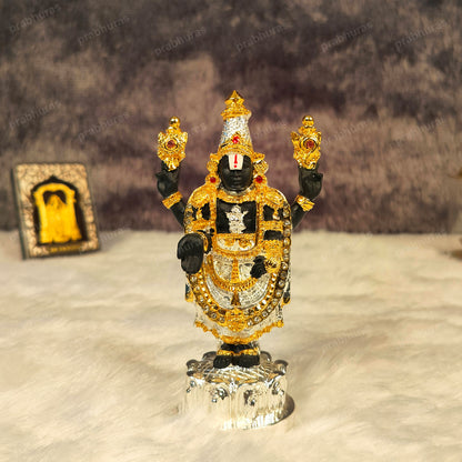 24 Carat Gold and 999 Pure Silver Coated Tirupati Balaji Idol