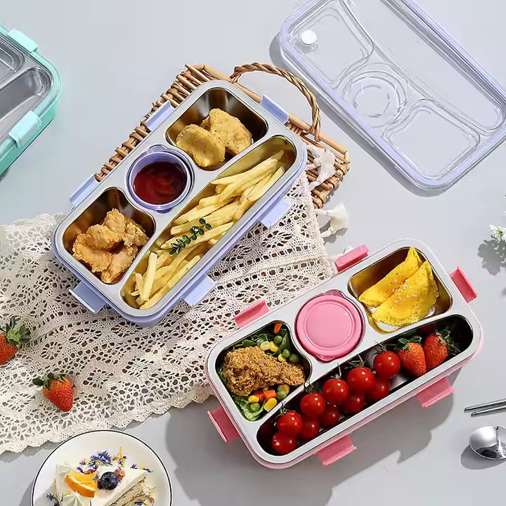 Personalized 4 Compartment Airtight Tiffin Box With Bowl