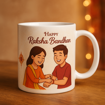 Personalized Rakhi Mug with Your Photo | Custom Brother-Sister Gift for Raksha Bandhan