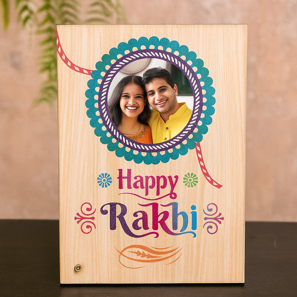 Raksha Bhadan Customized Assorted  Mdf Frame With Rakhi