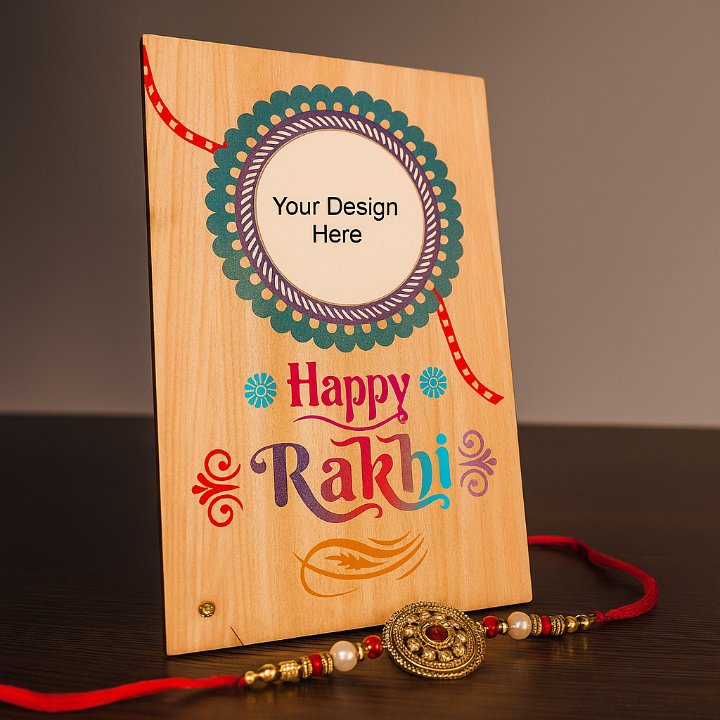 Raksha Bhadan Customized Assorted  Mdf Frame With Rakhi