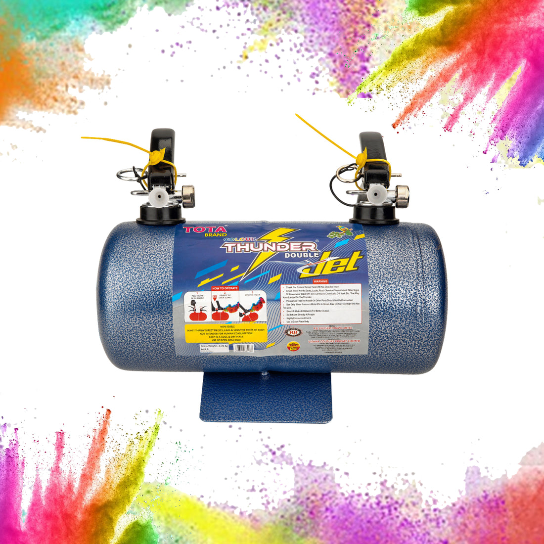 Tota Thunder Double Jet Holi Colour Cloud Gadget-Two Colors One Time Use Holi Cylinder - 5 Kg Natural and Herbal Gulal for Holi and Photoshoots