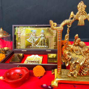Radhe Krishna Pocket Temple (24 Karat Gold Coated)