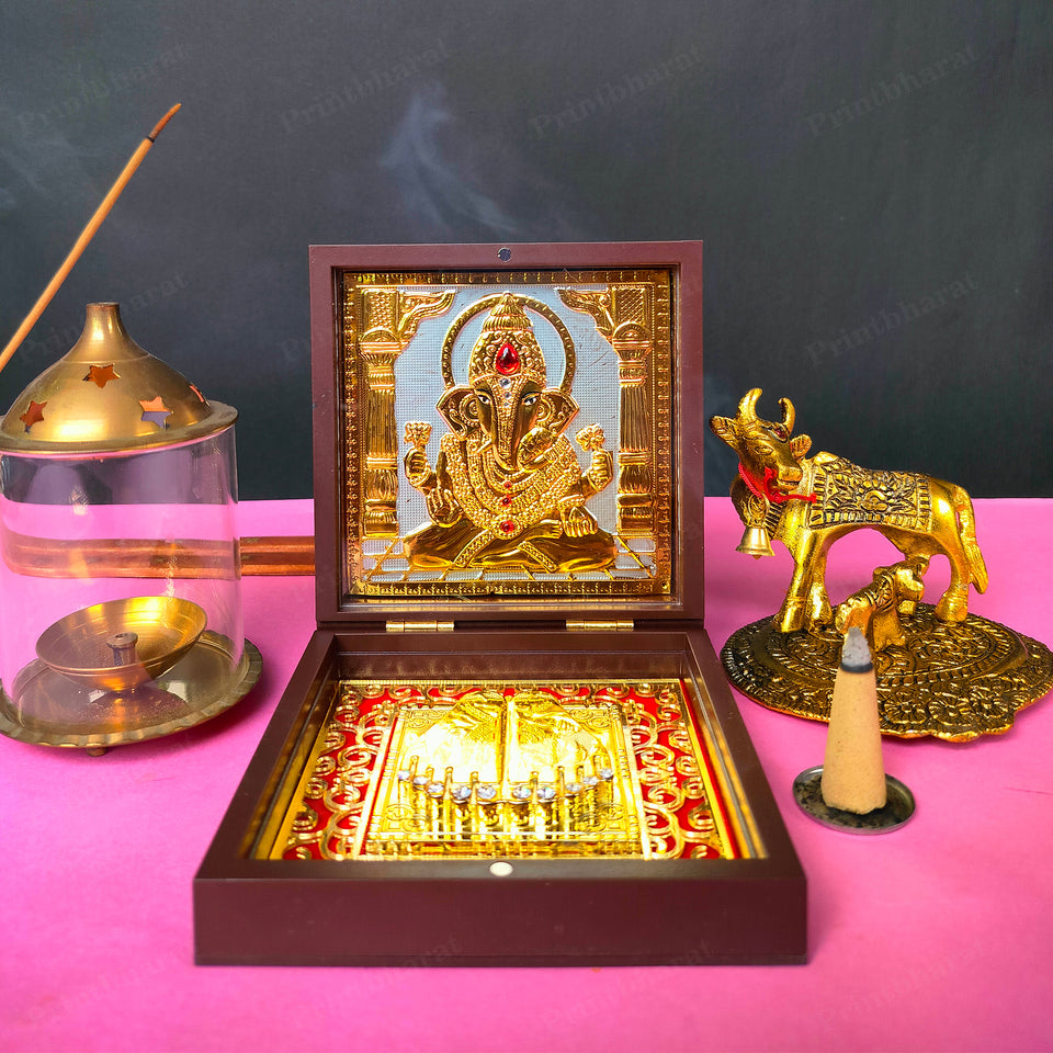 Shri Ganesh Small Pocket Temple (24 Karat Gold Coated)