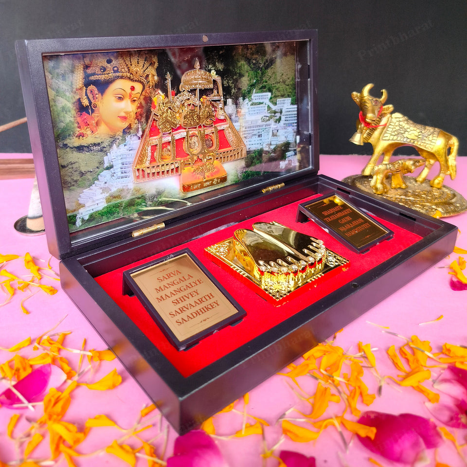 Vaishno Devi MDF Pocket Temple (24 Karat Gold Coated)