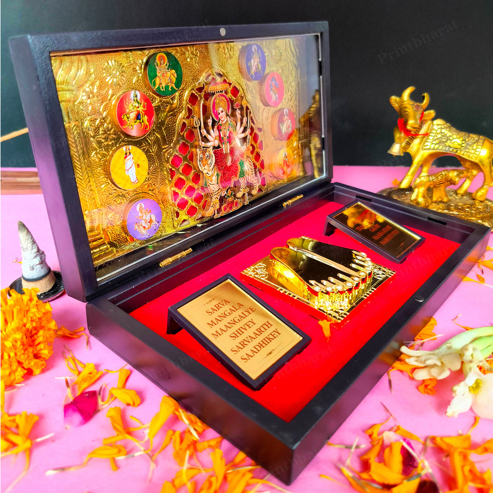 Jai Ambe MDF Pocket Temple (24 Karat Gold Coated)