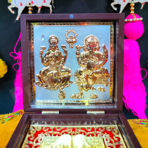 Laxmi Ganesh Pocket Temple (24 Karat Gold Coated)