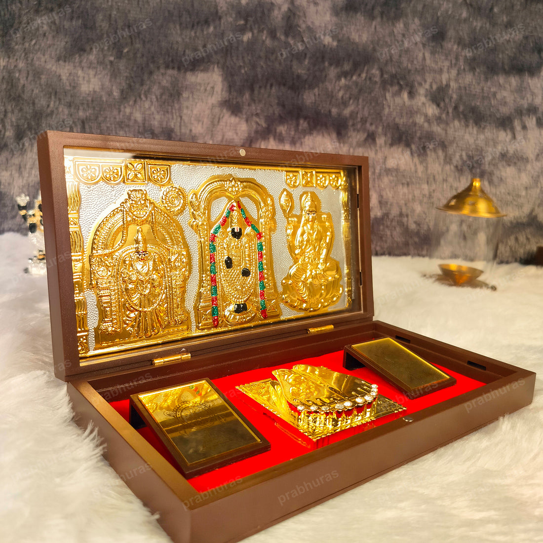 Balaji and Padmavathi Lakshmi Pocket Temple (24 Karat Gold Coated)