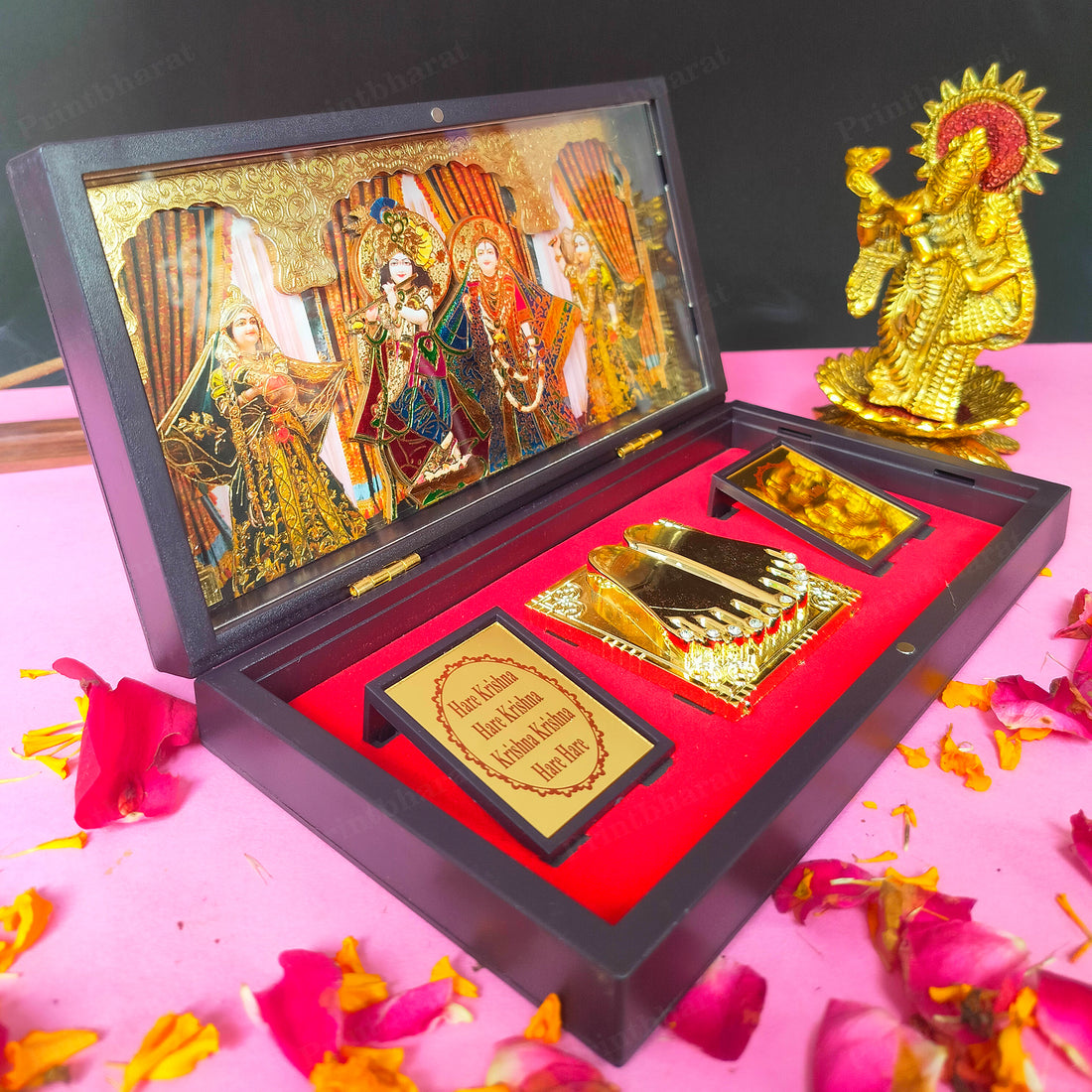 Radhe Shyam MDF Pocket Temple (24 Karat Gold Coated)