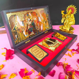 Radhe Shyam MDF Pocket Temple (24 Karat Gold Coated)