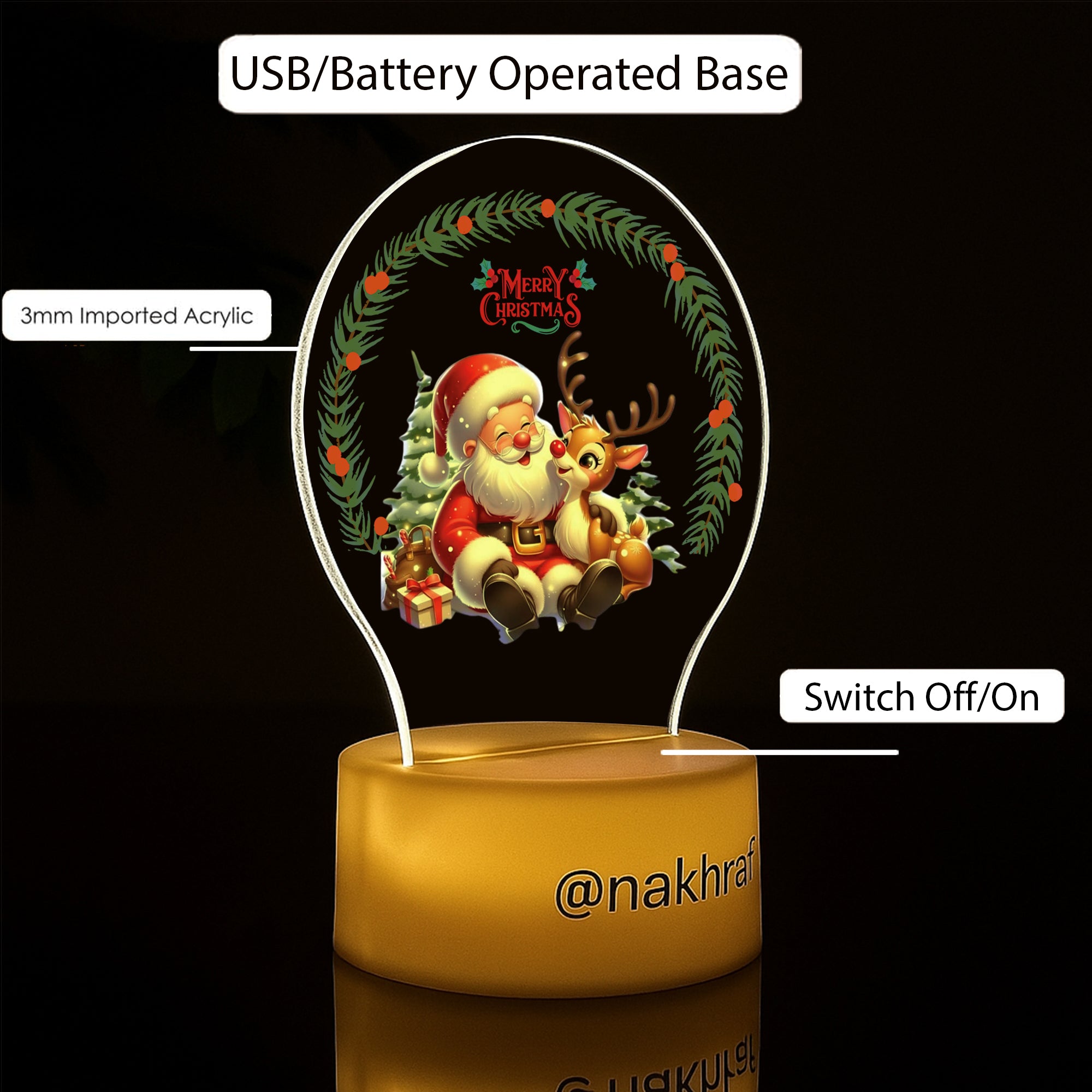 christmas Christmas LED Night Lamp | Festive Decorative Light for Home &amp; Gifting