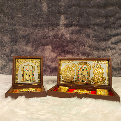 Balaji and Padmavathi Lakshmi Pocket Temple (24 Karat Gold Coated)