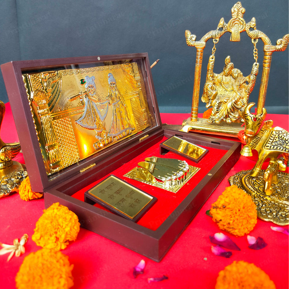 Radhe Krishna Pocket Temple (24 Karat Gold Coated)