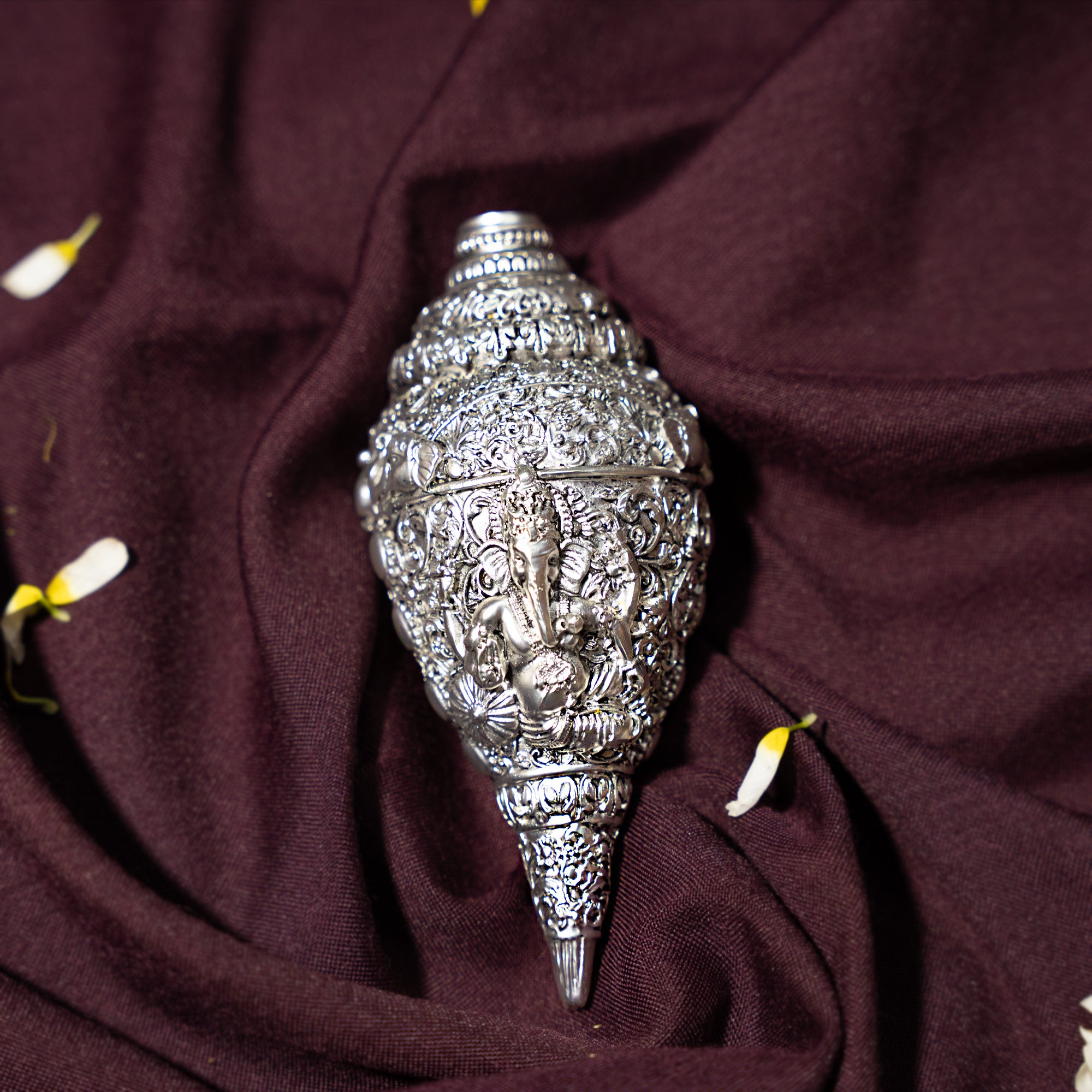 Ganesh Shankh Silver Plated