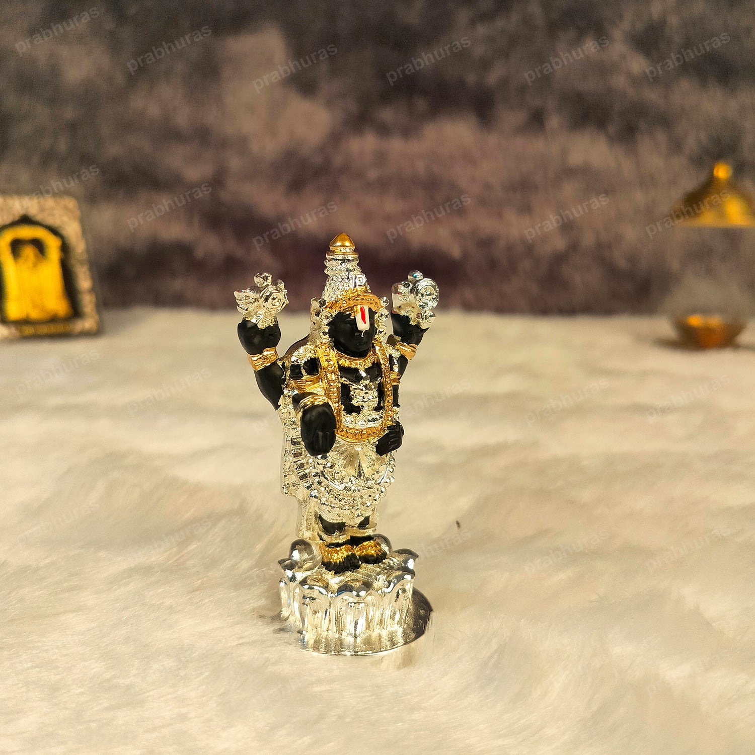 24 Carat Gold and 999 Pure Silver Coated Tirupati Balaji Idol