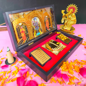 Swami Narayan MDF Pocket Temple (24 Karat Gold Coated)