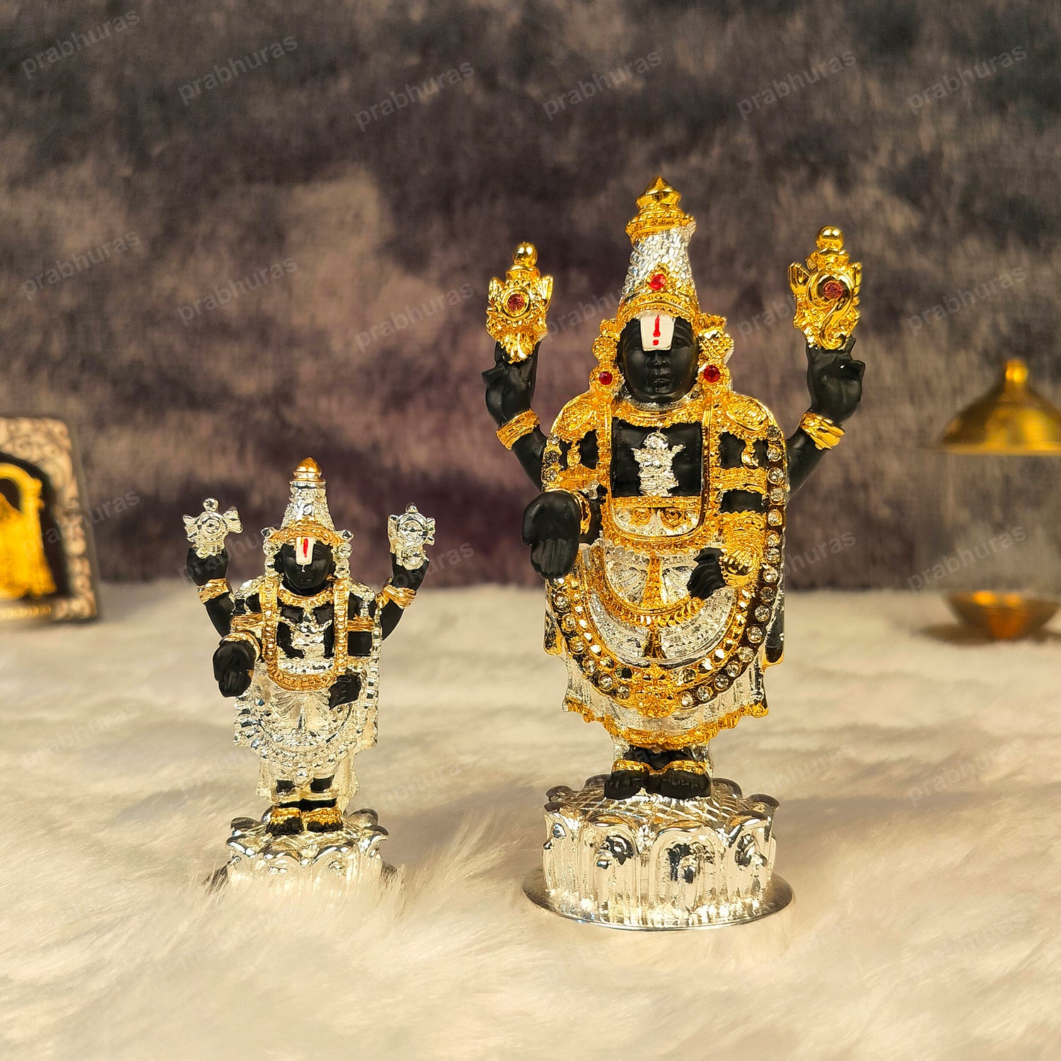 24 Carat Gold and 999 Pure Silver Coated Tirupati Balaji Idol