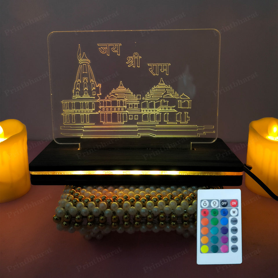 Acrylic Ram Mandir MultiColor Led frame size ( 12 cm* 16 Cm )