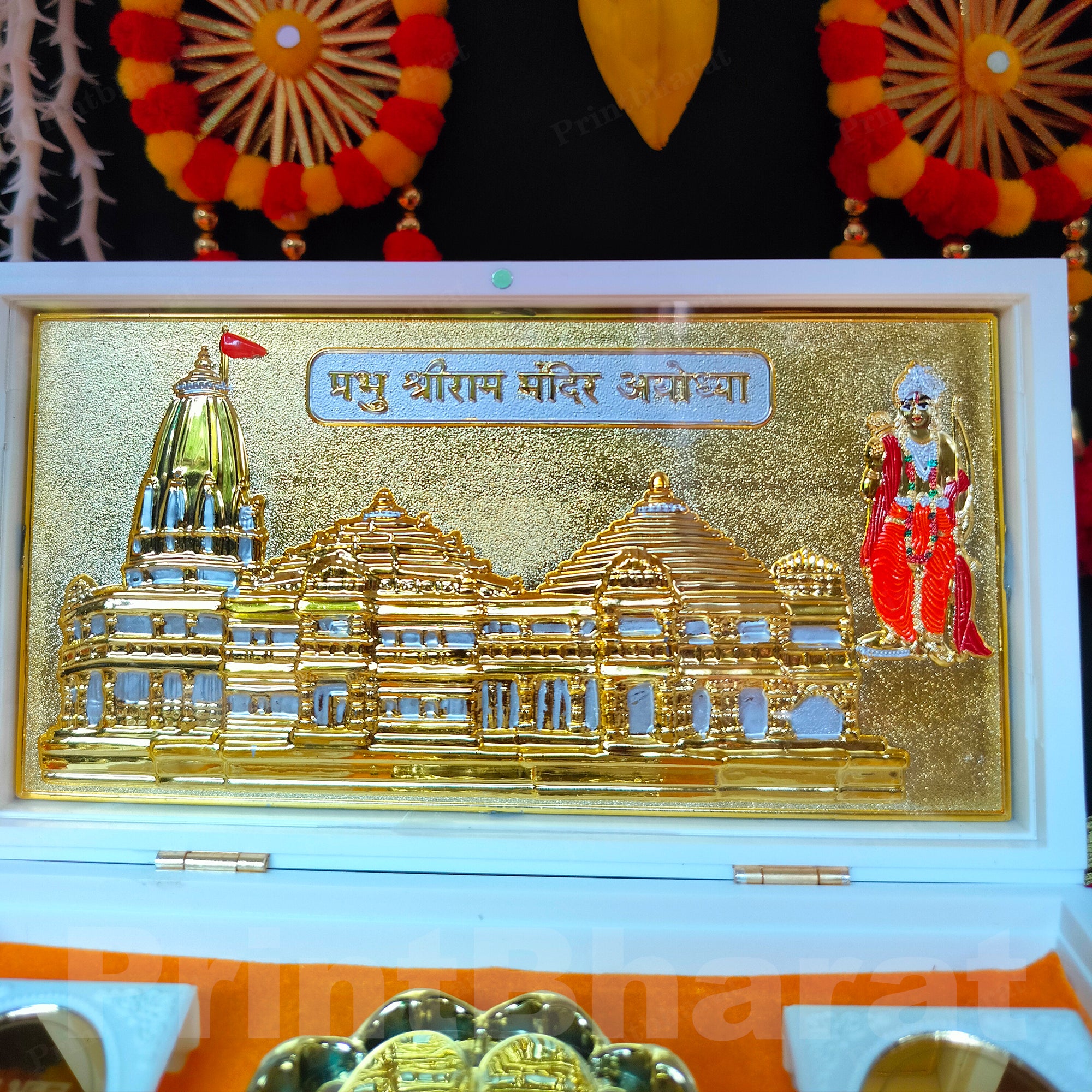 Ram Mandir White Pocket Temple (24 Karat Gold Coated)