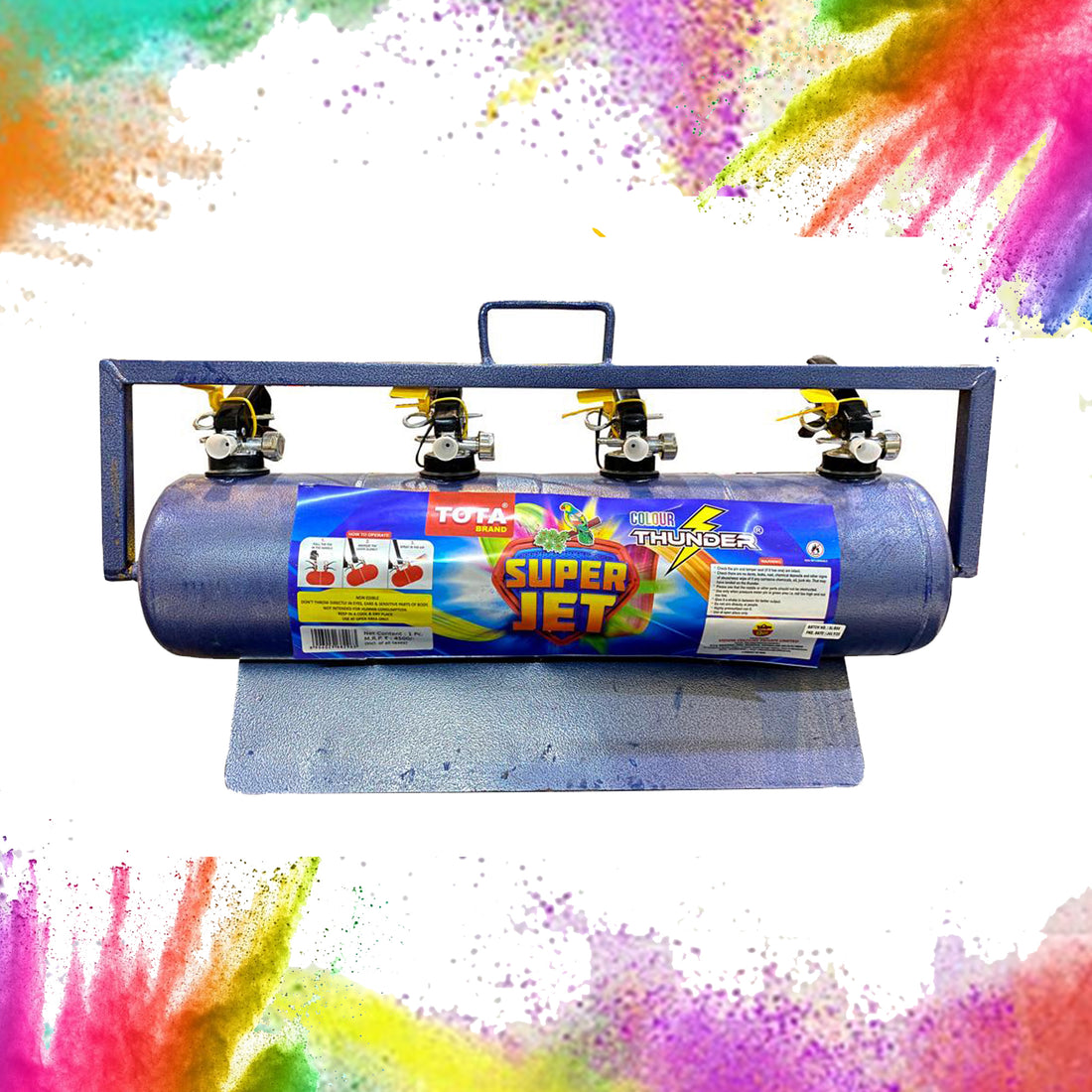 Thunder 4 Super Jet Gulal Spray Cylinder for Holi Celebration, Weddings, Photoshoots.