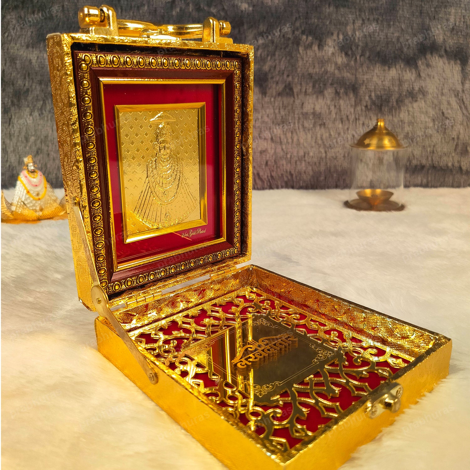 Khatu Shyam With Attachi Gift Box Gold Coated